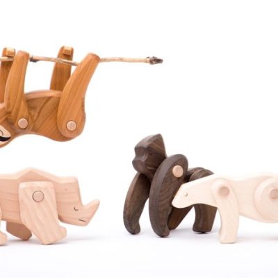 Jouets en bois : Paresseux, ours polaire ou gorille articulé
