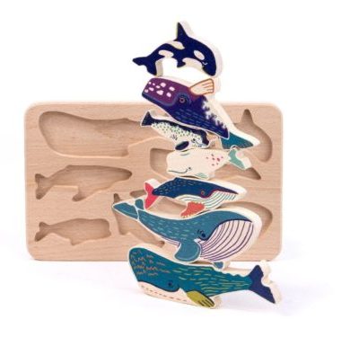 Jouets en bois : the whale family / la famille baleine