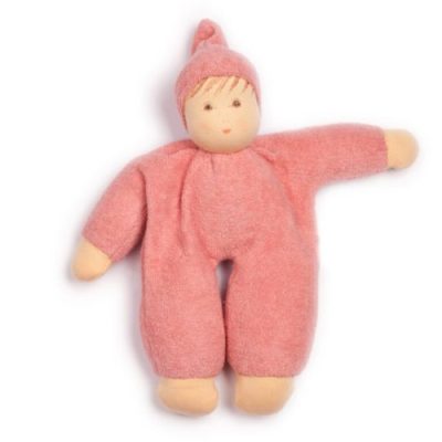 Doudou poupon rose en coton biologique